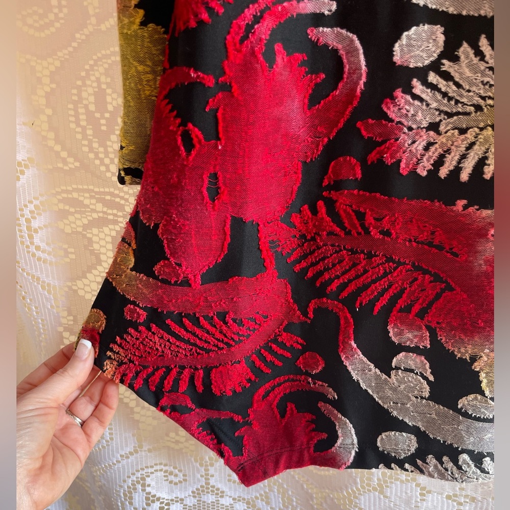 Multiples Red Gold Black White Patterned Assymetr… - image 5